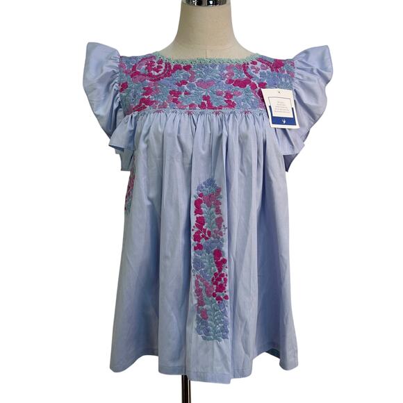 Mi Golondrina Soledad Blouse Blue - Picture 1 of 11